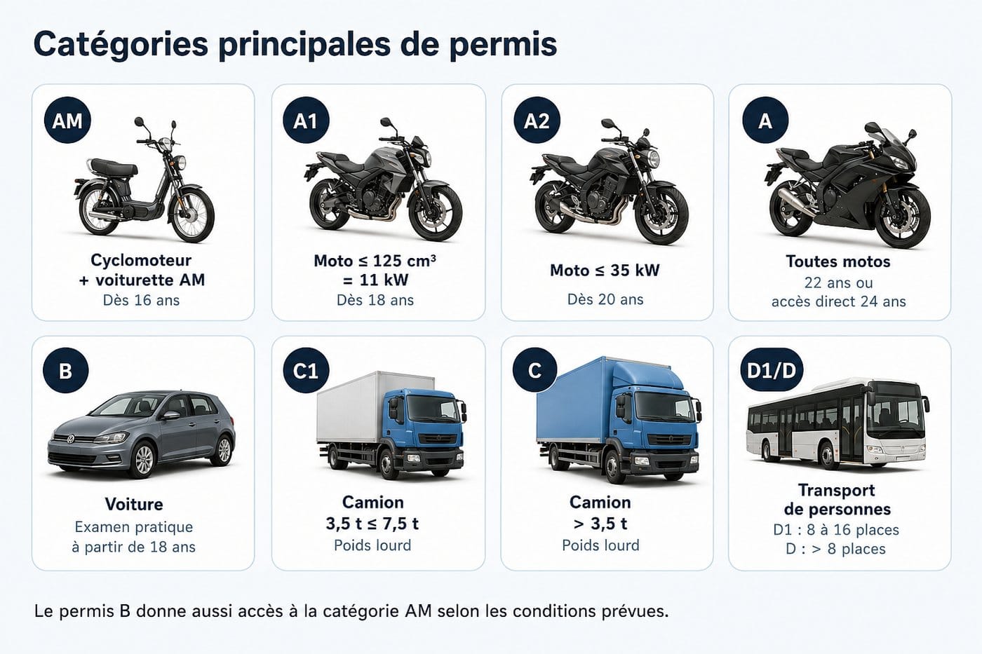 Les catégories de permis