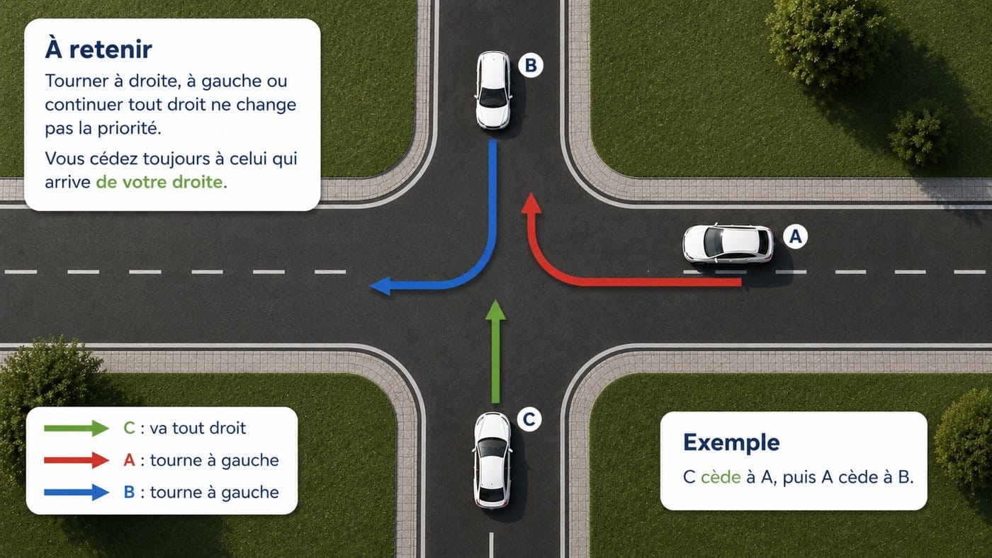 Exemple simple : chacun regarde qui arrive à sa droite.