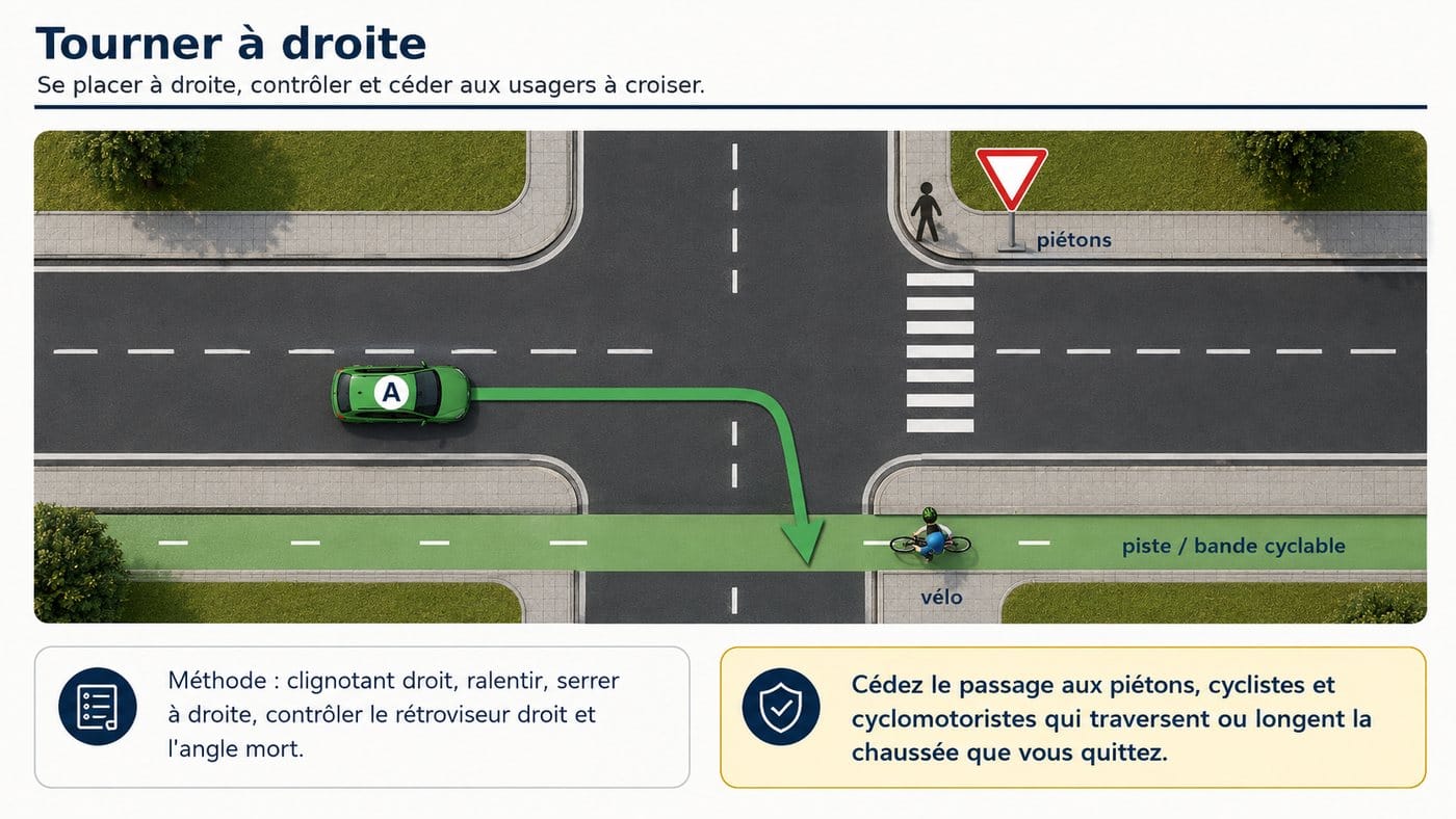 Tourner à droite : méthode complète