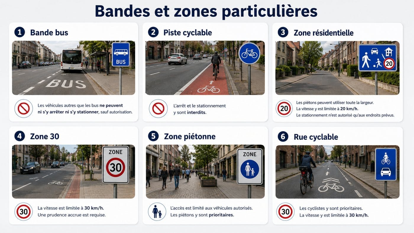 Les bandes et zones particulières