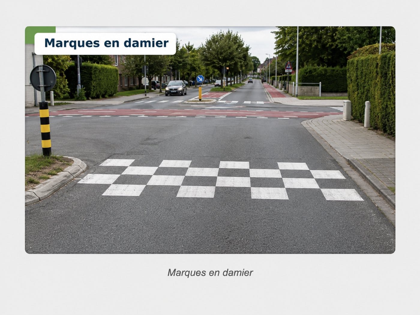 Bande bus / zone réservée — Marques en damier