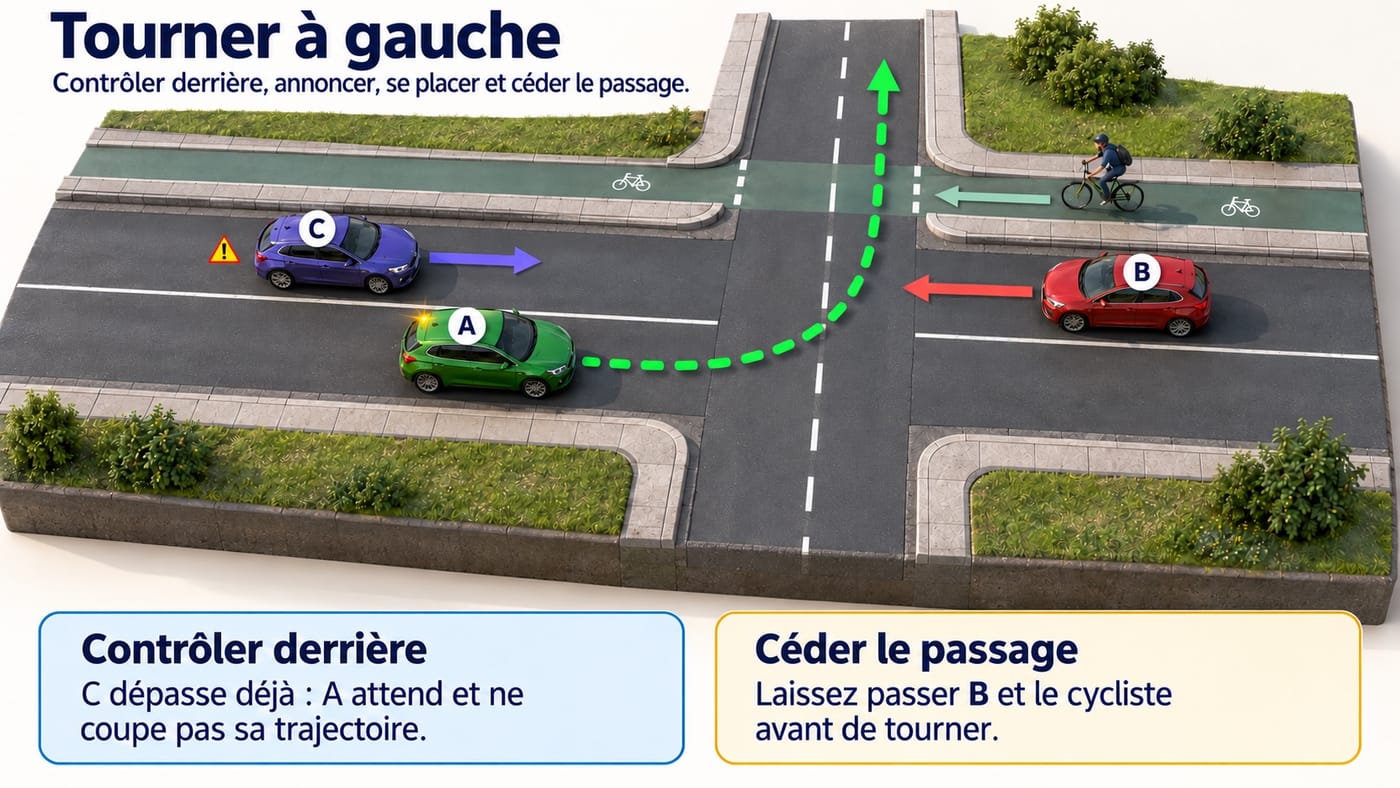 Tourner à gauche : méthode complète
