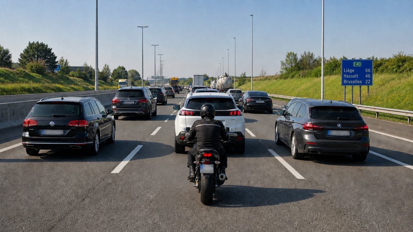 Motard entre les files