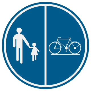 Panneau D9 : voie publique réservée aux piétons, cyclistes et cyclomoteurs classe A (autres versions)